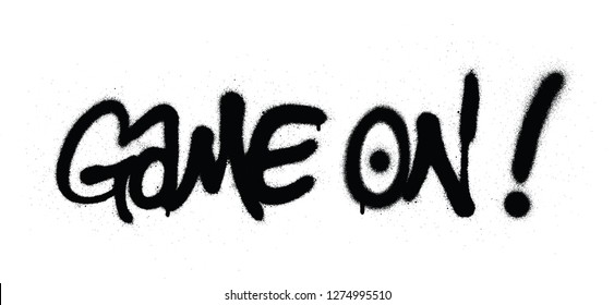 graffiti game on text sprayed in black over white