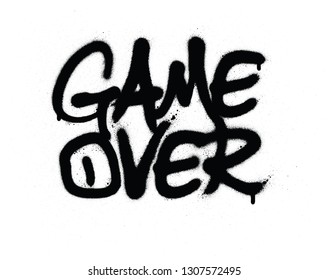 graffiti game over text sprayed in black over white