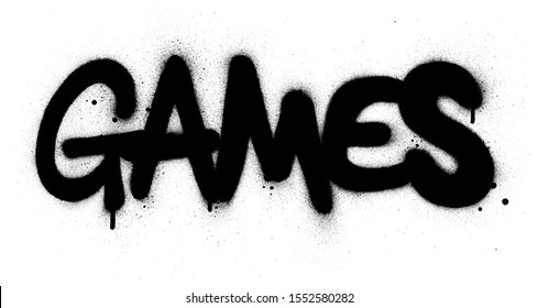 graffiti games word sprayed in black over white