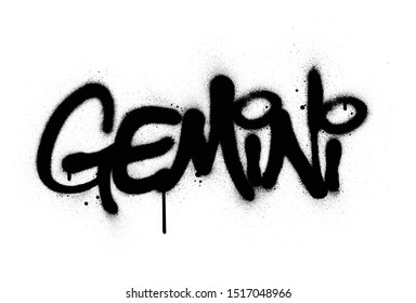 graffiti gemini word sprayed in black over white