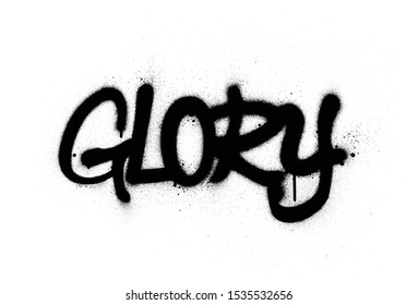 graffiti glory word sprayed in black over white