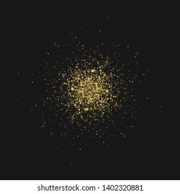 Graffiti golden ink texture. Airbrush banner with gold paint drip. Spray brush background. Foil dot frame. Vector isolated illustration. 