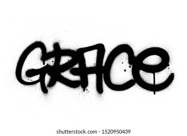 Graffiti Grace Word Sprayed In Black Over White