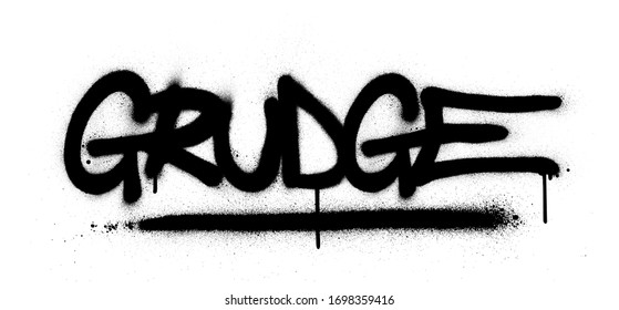 graffiti grudge word sprayed in black over white