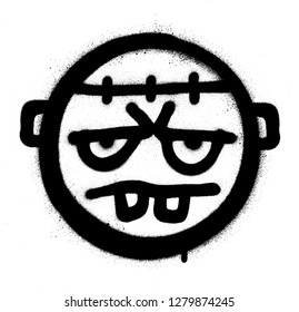 Graffiti Grumpy Monster Icon Black Over Stock Vector (Royalty Free ...