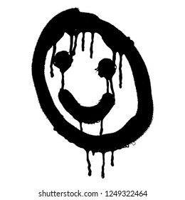 Graffiti grunge emoji with black ond white color