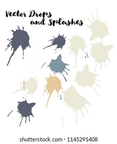 Graffiti Grunge Vector Watercolor Brushstrokes. Doodles, Buttons, Stains, Splashes, Scribble Hand Painted Vector Set. Vintage Uneven Textured Paintbrush Logo Elements. Rough Painted Smear Swatches