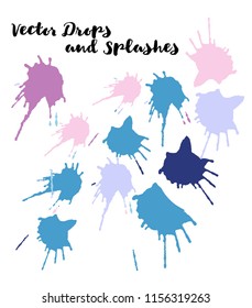 Graffiti Grunge Vector Watercolor Brushstrokes. Doodles, Buttons, Stains, Splashes, Scribble Hand Painted Vector Set. Bright Drawn Uneven Funky Paintbrush Logo Elements. Rough Painted Spot Swatches