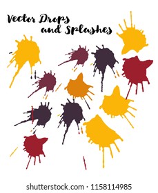 Graffiti Grunge Vector Watercolor Brushstrokes. Stains, Splashes, Doodles, Buttons, Scribble Hand Painted Vector Set. Bright Drawn Uneven Funky Paintbrush Logo Elements.