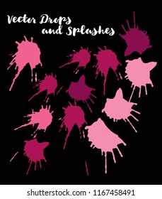 Graffiti Grunge Vector Watercolor Brushstrokes. Buttons, Splashes, Doodles, Stains, Scribble Hand Painted Vector Set. Water Color Uneven Funky Paintbrush Logo Elements. Rough Painted Chart Swatches