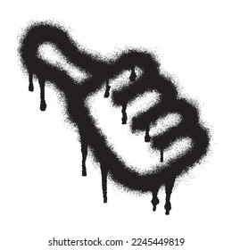 Graffiti hand thumb up or like sign with black spray paint. Vector illustration
