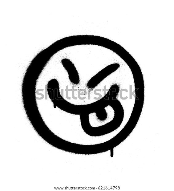 Graffiti Happy Emoji Sprayed Black On Stock Vector (Royalty Free ...