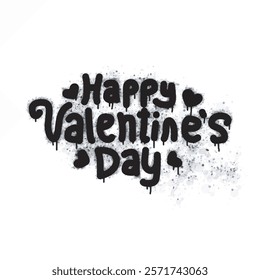 Graffiti happy valentine sign spray painted in black on white. Happy valentine symbol. Isolated on white background. Vector illustration
