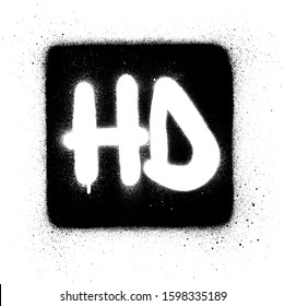 graffiti HD abbreviation sprayed in white over black square