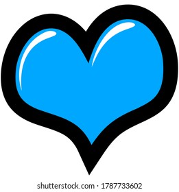 graffiti heart bubble shape in blue over white