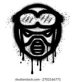 Graffiti helmets and goggles was painted black with spray paint.