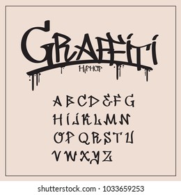 Graffiti Hip Hop font and alphabet, vector illustration