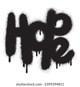 graffiti Hope text sprayed in black over white.