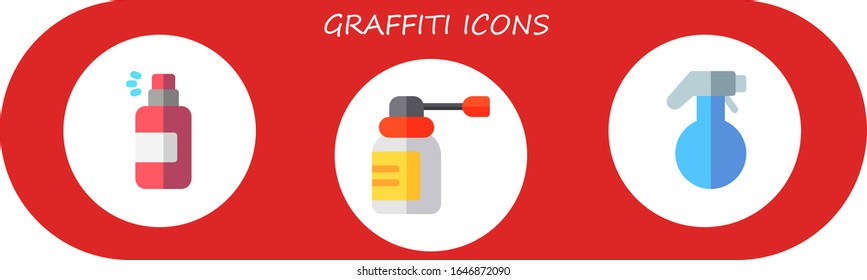 graffiti icon set. 3 flat graffiti icons.  Simple modern icons such as: spray