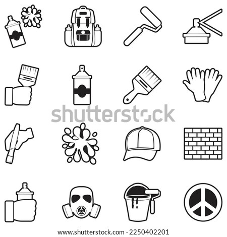 Graffiti Icons. Line With Fill Design. Vector Illustration.