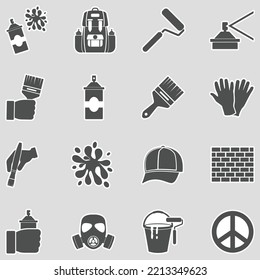 Graffiti Icons. Sticker Design. Vector Illustration.