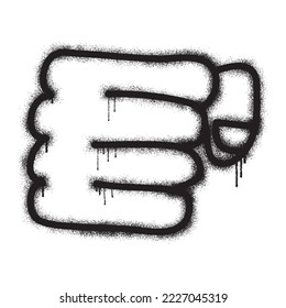 Graffiti illustration of the fist with black  Spray paint 