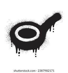 Graffiti illustration of a frying pan with black spray paint
