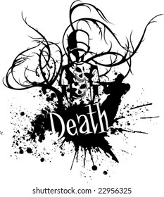 Graffiti illustration of a man wearing a cap, vector illustration, black and white.