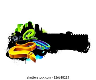 Graffiti image with arrows. Horizontal banner. Vector illustration.