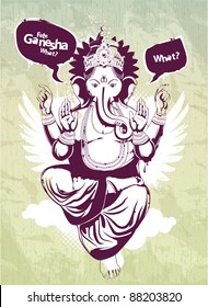 Graffiti image with indian idol Ganesha. Vector illustration.