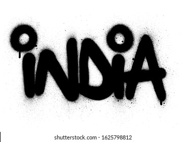 graffiti India word sprayed in black over white