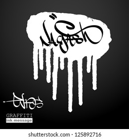 Graffiti ink frame. Artistic grunge banner design, funky vector element for hip hop background. Urban art.