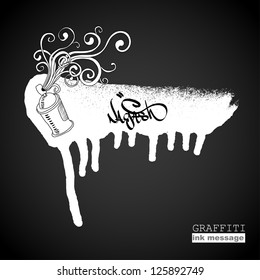 Graffiti ink frame. Artistic grunge banner design, funky vector element for hip hop background. Urban art.
