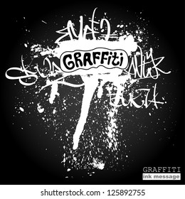 Graffiti ink frame. Artistic grunge banner design, funky vector element for hip hop background. Urban art.