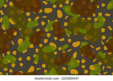 Graffiti Ink. Vektorbürste. Brauner Gelbeffekt. Schmutziger Tropfen. Afrikanischer Malerfall. Nahtlose Punktplatine. African Spatter. Memphis Print Pattern. Herbstgrundstück. Abstrakte Mudtextur. Grüner Wasserfur.