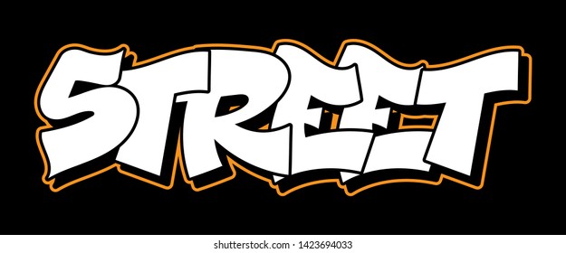 Graffiti inscription decorative lettering vandal street art free wild style on the wall city urban illegal action by using aerosol spray paint. Underground hip hop type. Modern vector illustration.