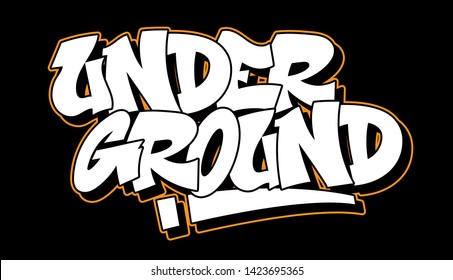 Graffiti inscription decorative lettering vandal street art free wild style on the wall city urban illegal action by using aerosol spray paint. Underground hip hop type. Modern vector illustration.