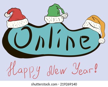 Graffiti an inscription online with festive caps