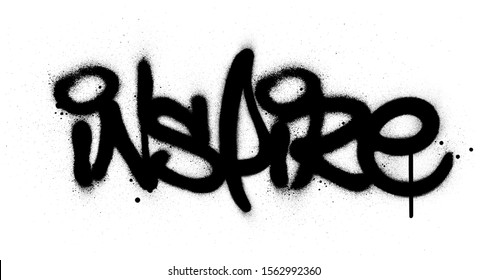 graffiti inspire word sprayed in black over white