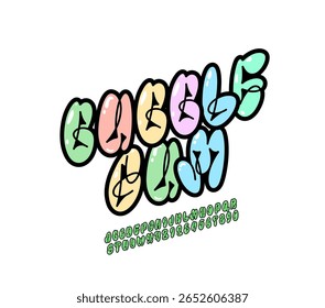 Grafite fonte em itálico, alfabeto cômico no estilo de arte de rua, letras estreitas funky e números, ilustração vetorial 10EPS