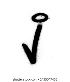 graffiti J font sprayed in black over white