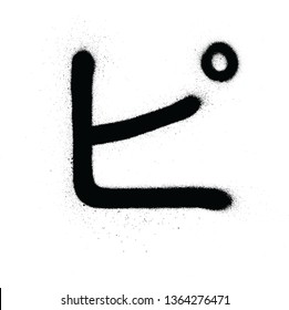 graffiti japanese PI character sprayed in black over white