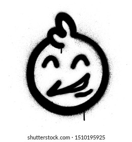 graffiti joyful icon with sprayed in black over white