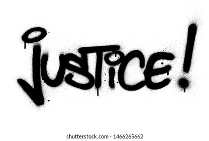 graffiti justice word sprayed in black over white