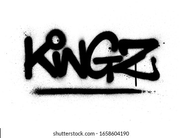 graffiti kingz word sprayed in black over white