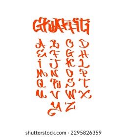 Graffiti lattering font set. Graffiti tagging lettering. Urban alphabet graffiti set. Streetwear font set. Vector font graffiti
