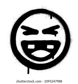 Graffiti Laughing Icon Face In Black Over White