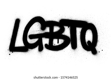 graffiti LBGTQ abbreviation sprayed in black over white