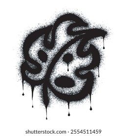 Graffiti leaf sign spray painted black on white. Plant symbol. isolated on white background. vector illustration