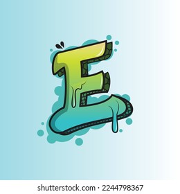Graffiti Letter E premium vector illustration